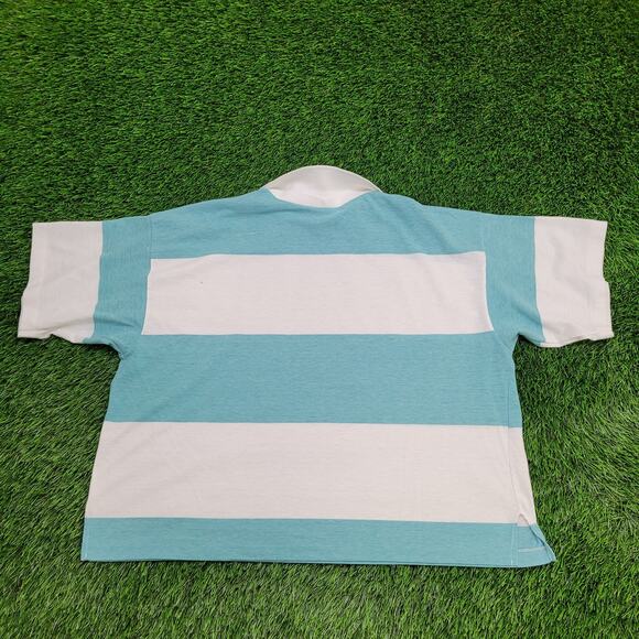 Vintage 80s MOD Stripes Polo Shirt Womens 2XL 24x22 Cropped - Picture 2 of 10